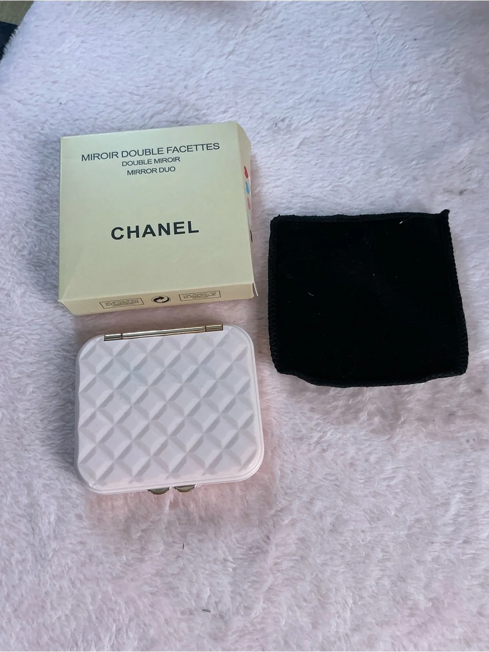 Chanel Beauty Pink Quilted Double-Sided Mirror Box Pouch